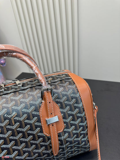 SAC HARDY PM バッグ 35 ブラック ゴヤルディン キャンバスとタン カーフスキン