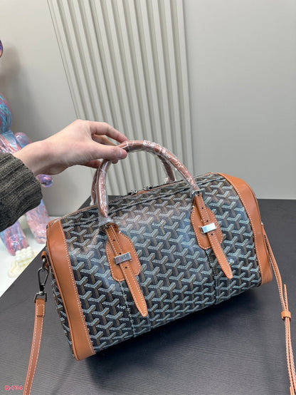 SAC HARDY PM バッグ 35 ブラック ゴヤルディン キャンバスとタン カーフスキン