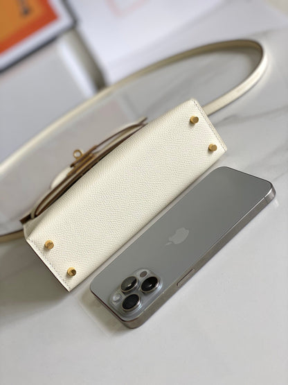 HM ミニケリー 19cm クリームエプソム ゴールド金具