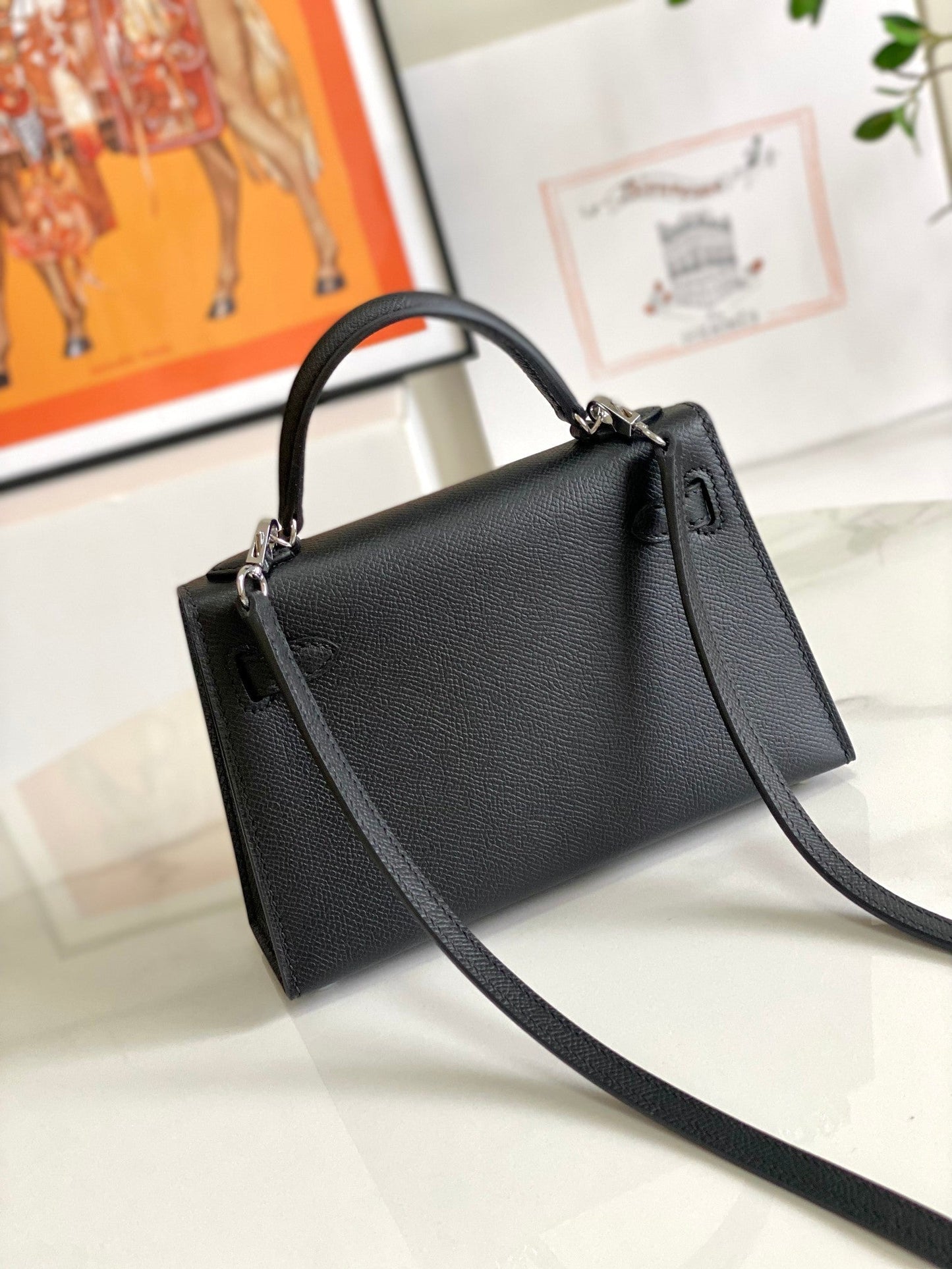 HM ミニケリー 19cm ブラック エプソム シルバー金具