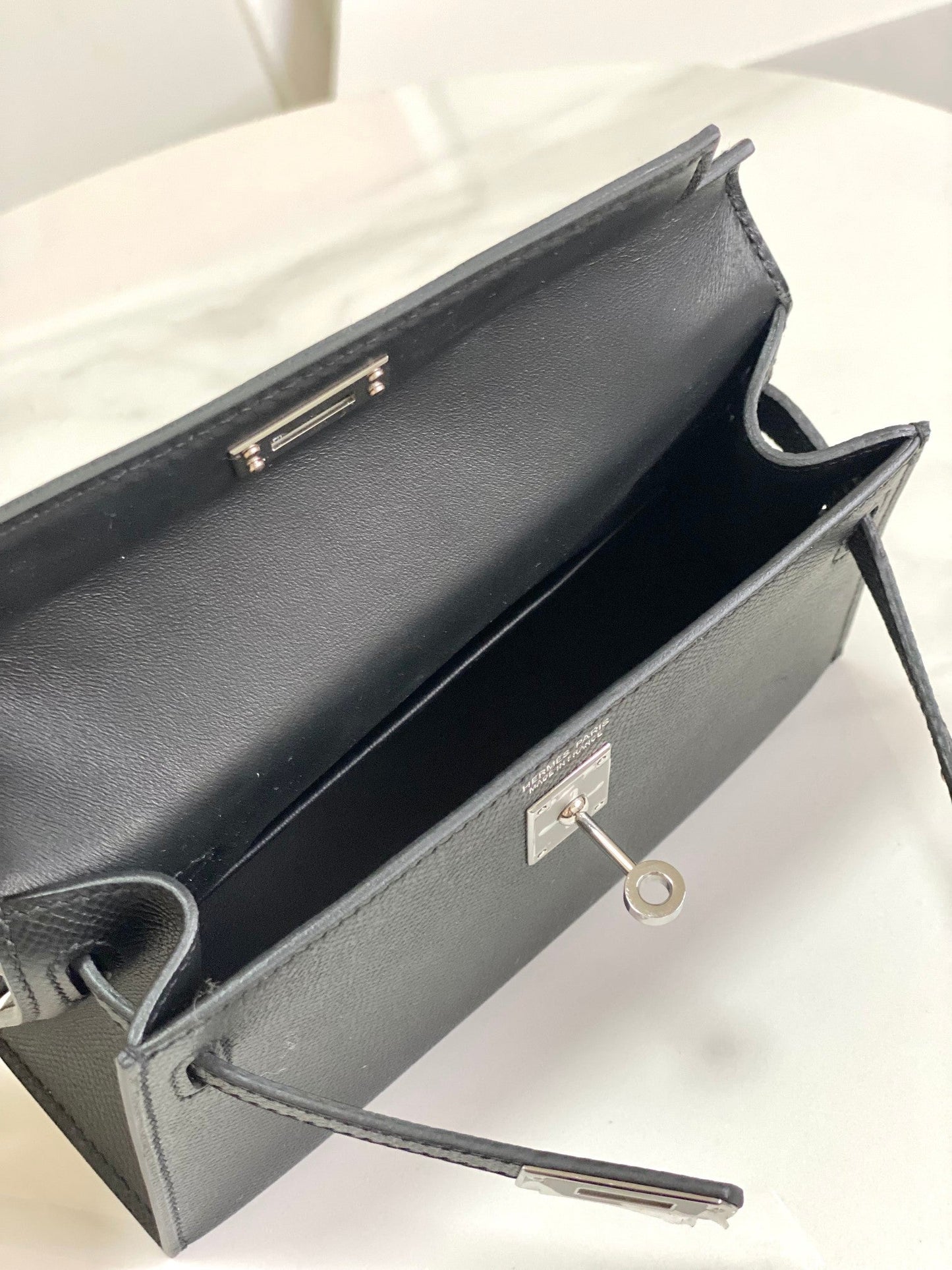 HM ミニケリー 19cm ブラック エプソム シルバー金具