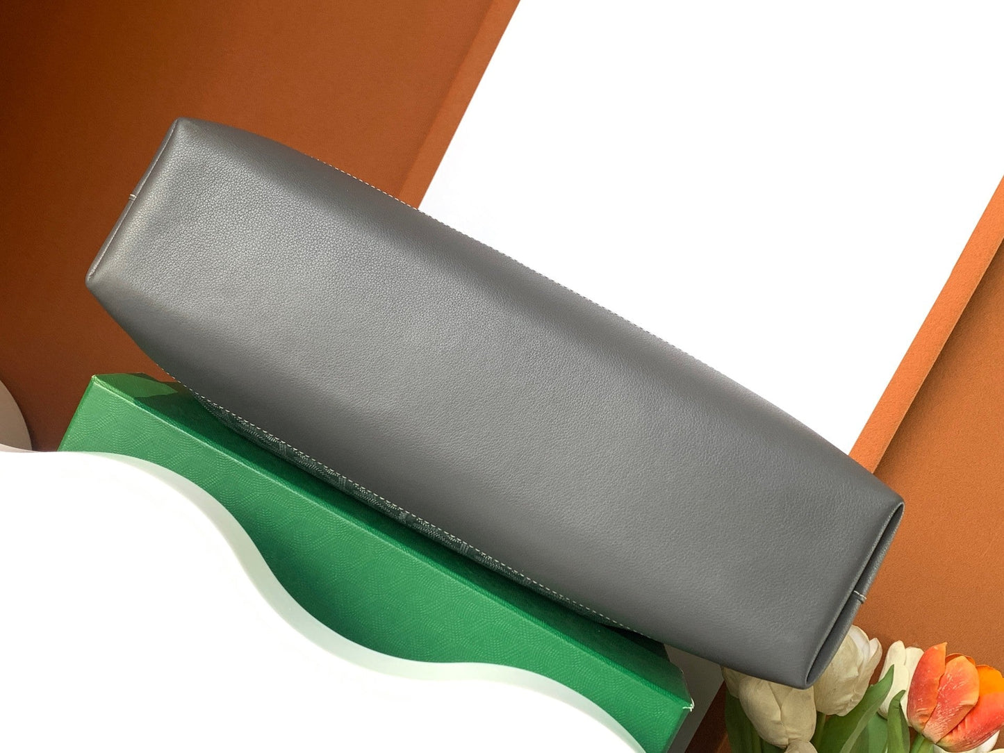 PORTE-DOCUMENTS CISALPIN 39 EN TOILE GOYARDINE GRIS ET CUIR DE VEAU