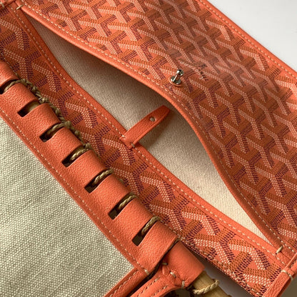 SAC ALIGRE 40 EN RAPHIA TRESSÉ ET CUIR DE VEAU ROUGE ORANGE