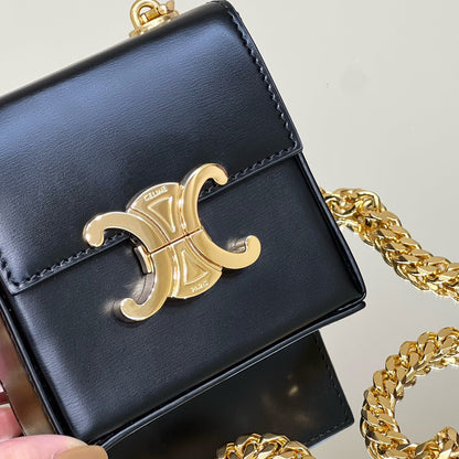 Coffret Triomphe 10 en cuir de veau noir brillant