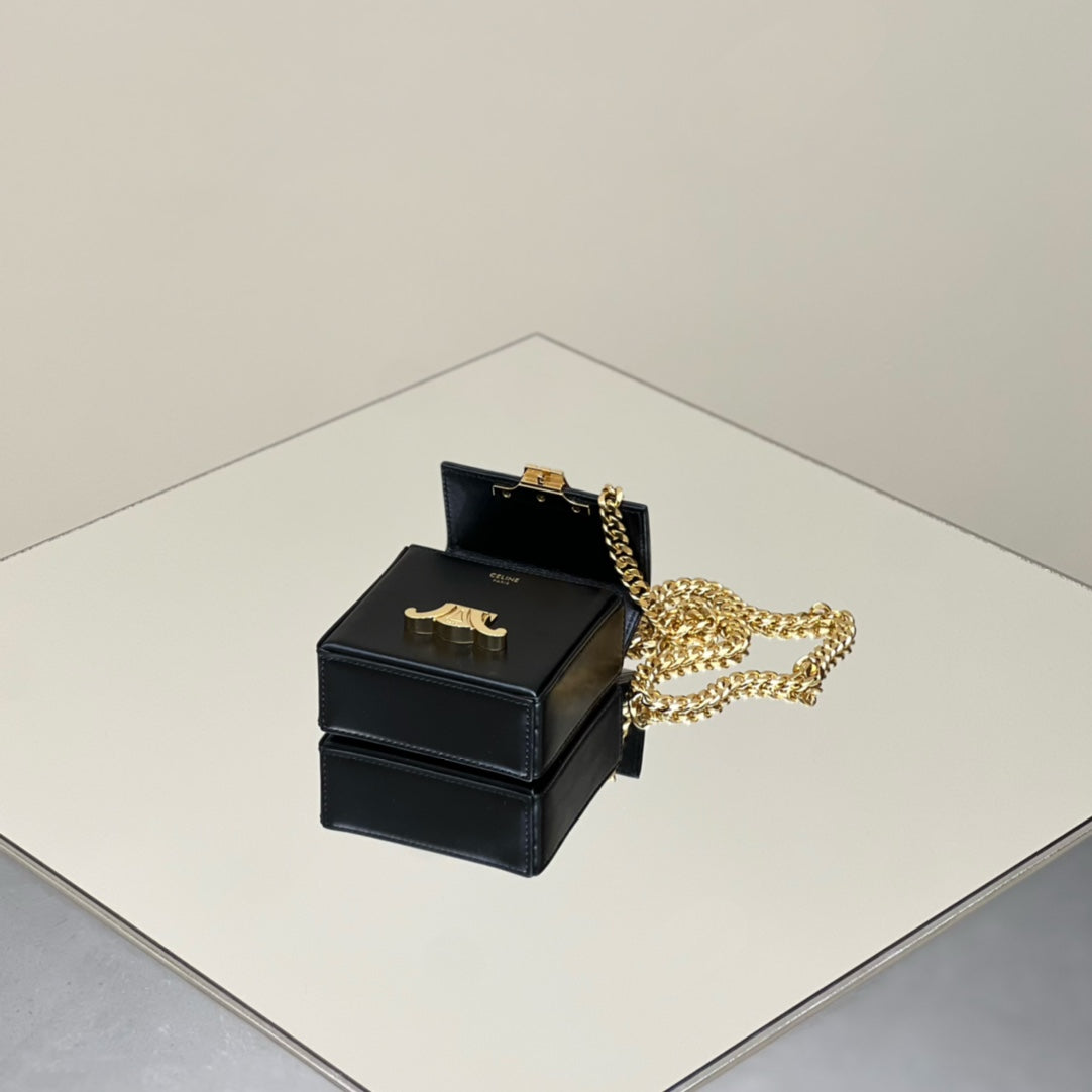 Coffret Triomphe 10 en cuir de veau noir brillant
