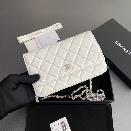 CC Woc 20 cm Cuir de veau blanc Quincaillerie argentée
