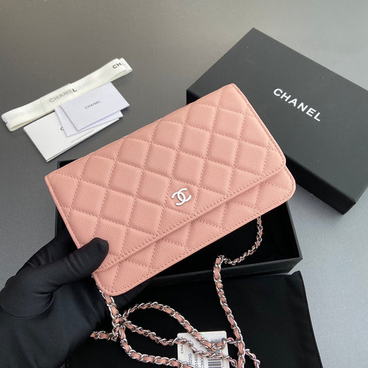 CC Woc 20 cm Cuir de veau grainé rose Quincaillerie argentée