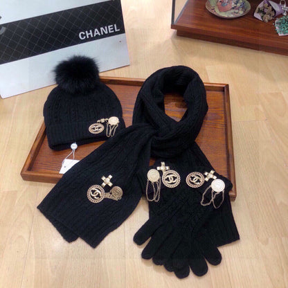 ENSEMBLE TROIS PIÈCES EN CACHEMIRE NOIR 424002 