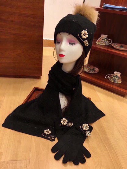 ENSEMBLE TROIS PIÈCES EN CACHEMIRE NOIR 424004 