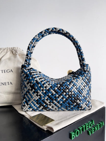 BV Tosca 27 Bag In Blue Mix Black Mix White Calfskin 209077 Best Version