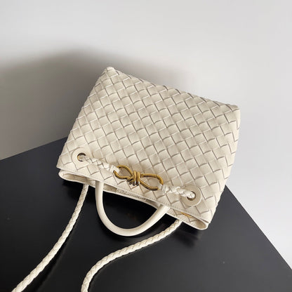 BV Small Andiamo 25 en cuir d'agneau crème Ghw 249677