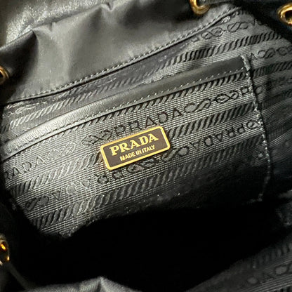 バックパック 25インチ ブラック REナイロンと光沢のあるカーフスキン ゴールド金具