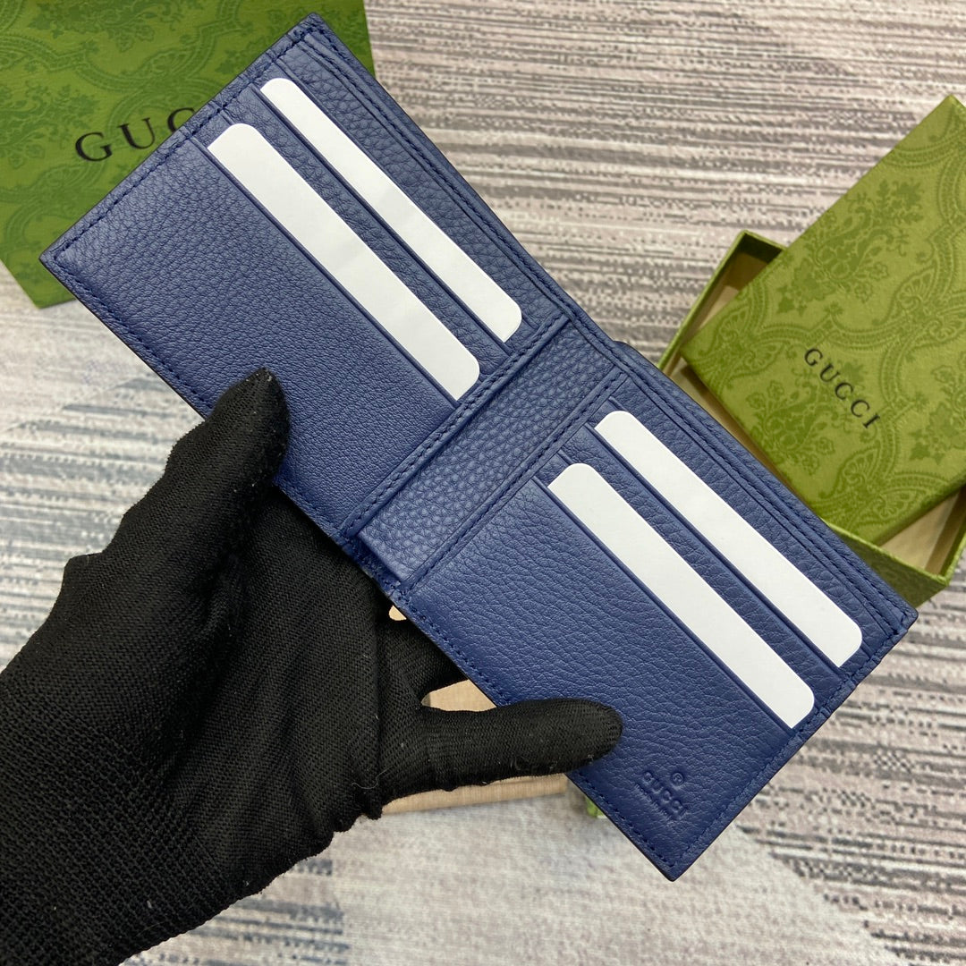 クラシックブルーカーフスキン製二つ折り財布 11インチ