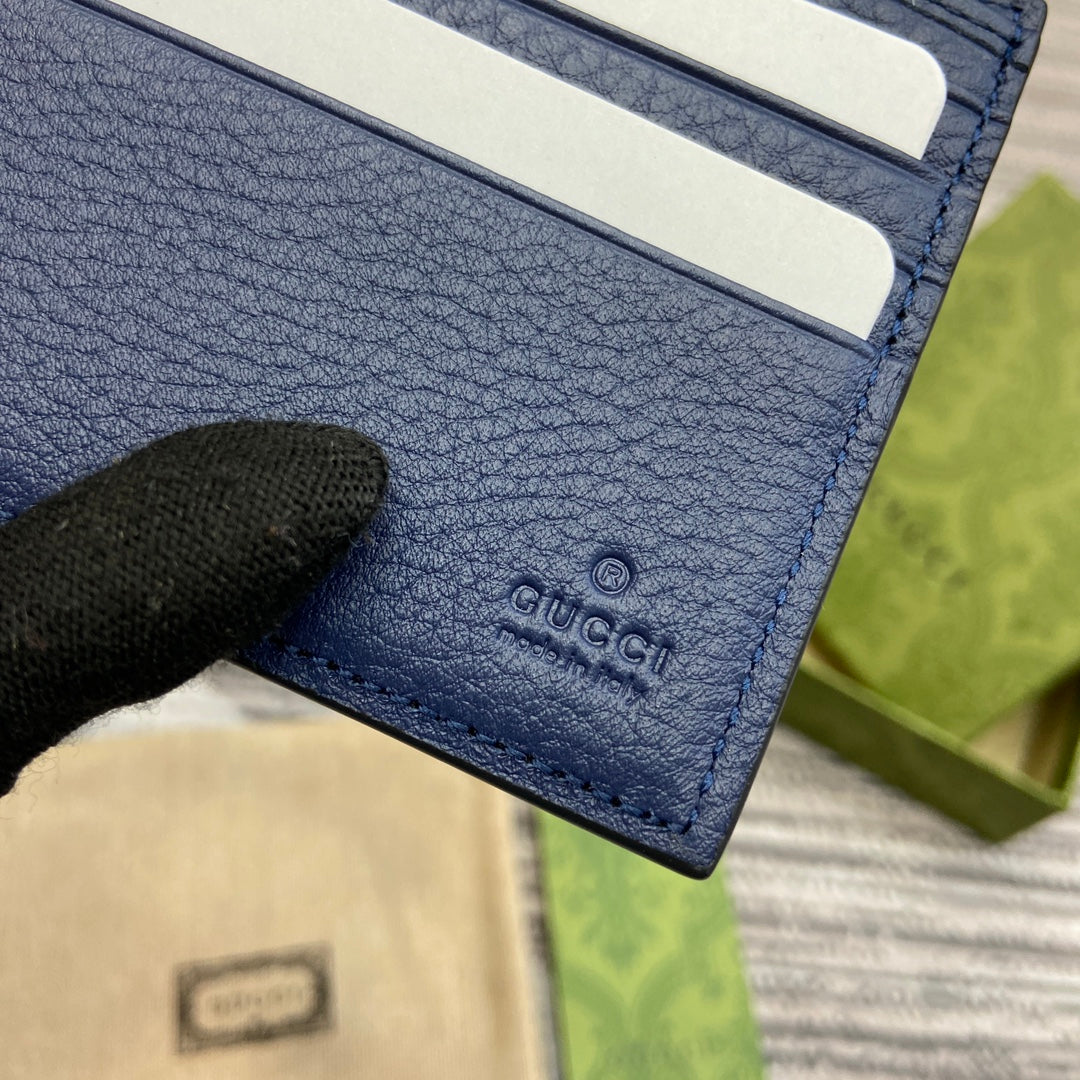 クラシックブルーカーフスキン製二つ折り財布 11インチ