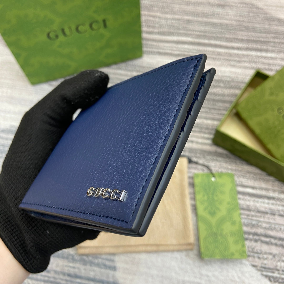 クラシックブルーカーフスキン製二つ折り財布 11インチ