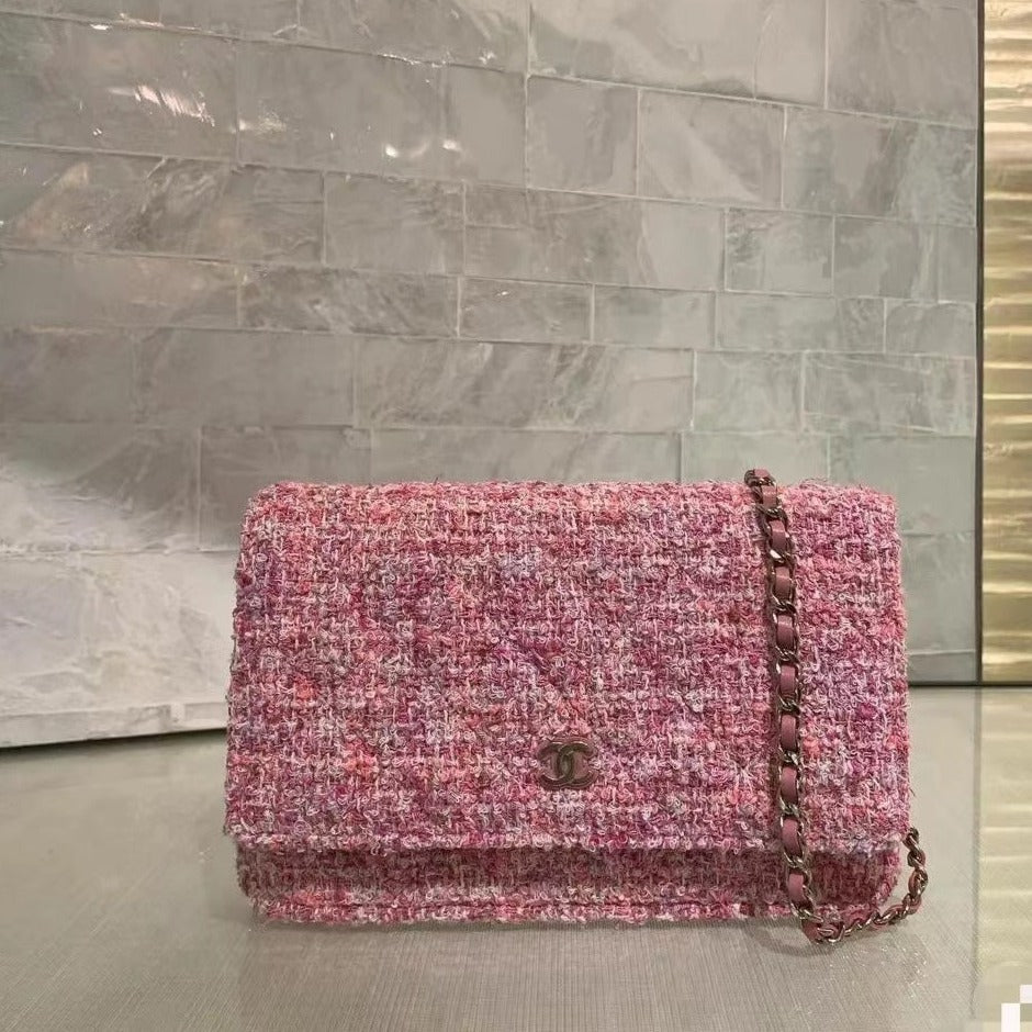cc woc 18.5 tweed rose matériel doré