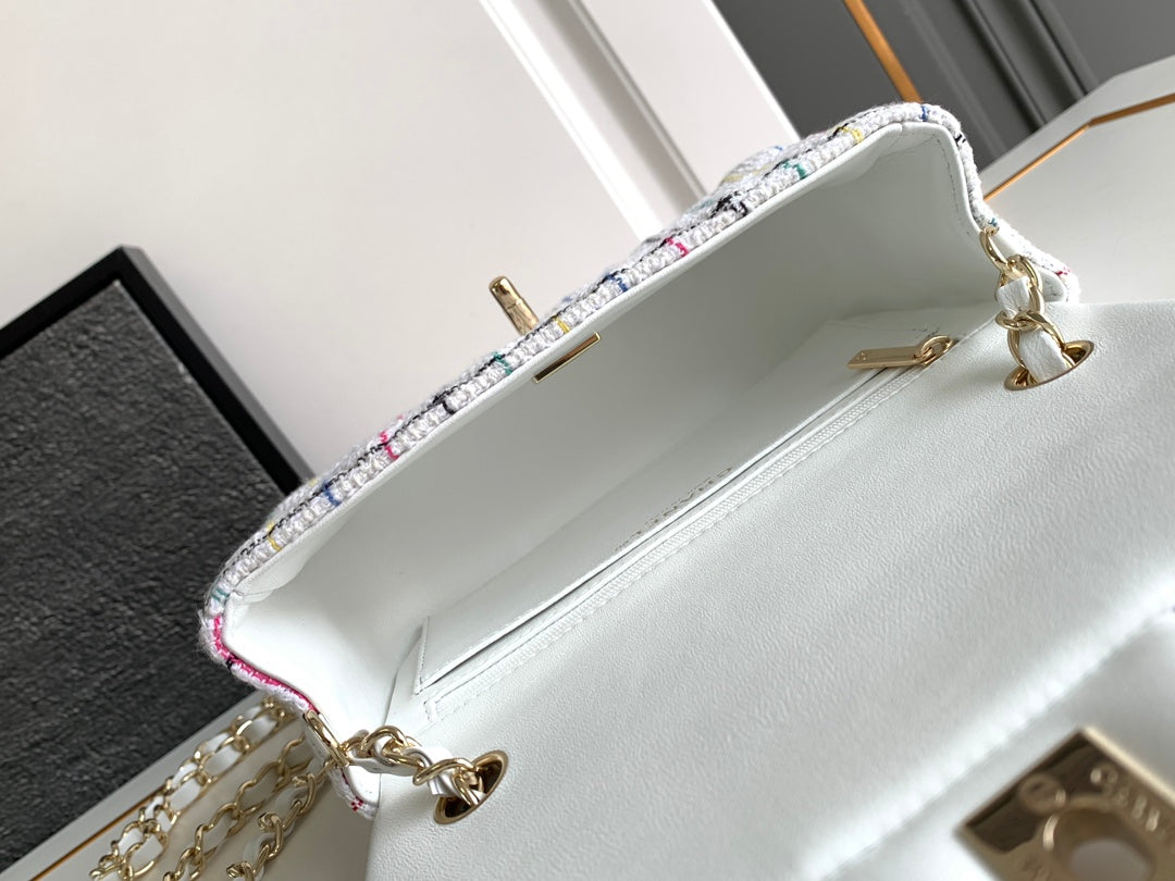 SAC À RABAT CC MOYEN 20 EN TWEED DE LAINE BLANC