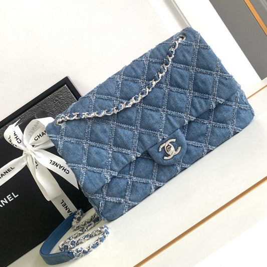 SAC CLASSIQUE CC MINI 25 EN DENIM BLEU COBALT