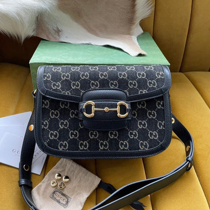 MINI SAC 25 GG HORSEBIT 1955 EN DENIM NOIR