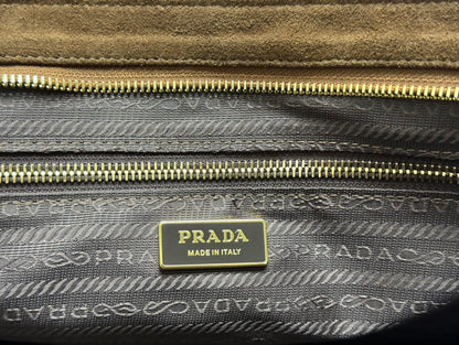 SAC CABAS AVEC CEINTURE 42 EN DAIM MARRON ROUGE QUINCAILLERIE DORÉ