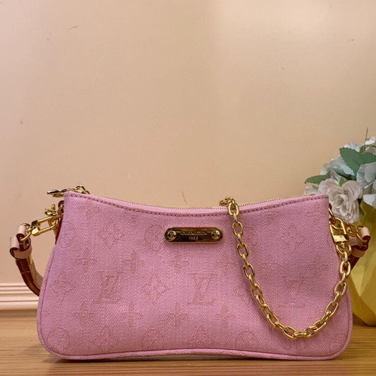 LV Liv Pochette Hr Rose Pastel Monogram Denim 205437