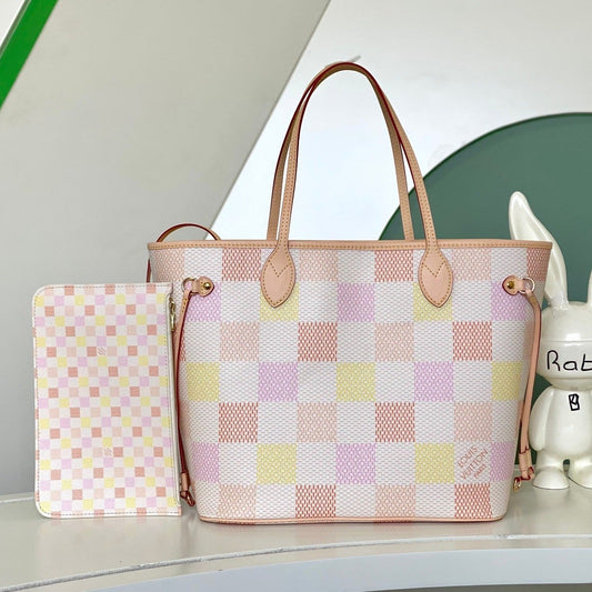 toile côtelée pêche Damier MM 31 Neverfull