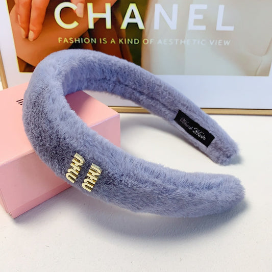 BANDEAU EN FOURRURE DE LAPIN GRIS LAVANDE