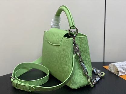 CAPUCINES BB 27 GREEN TAURILLON TURQUOISE SILVER HARDWARE