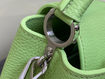CAPUCINES MINI 21 GREEN TAURILLON TURQUOISE SILVER HARDWARE