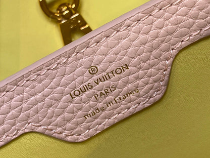 capucines mm 31,5 cuir de taurillon jaune accastillage doré