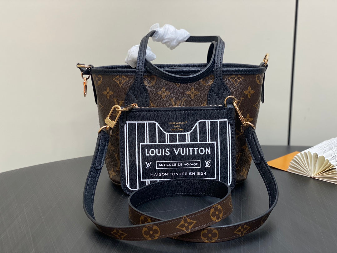 Neverfull 24 Bandoulière Inside Out BB Cuir de veau noir 