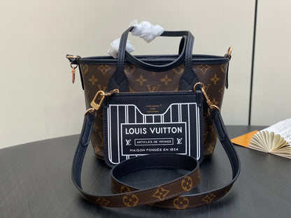 Neverfull 24 Bandoulière Inside Out BB Cuir de veau noir 