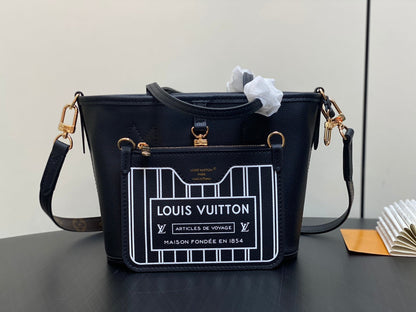 Neverfull 24 Bandoulière Inside Out BB Cuir de veau noir 