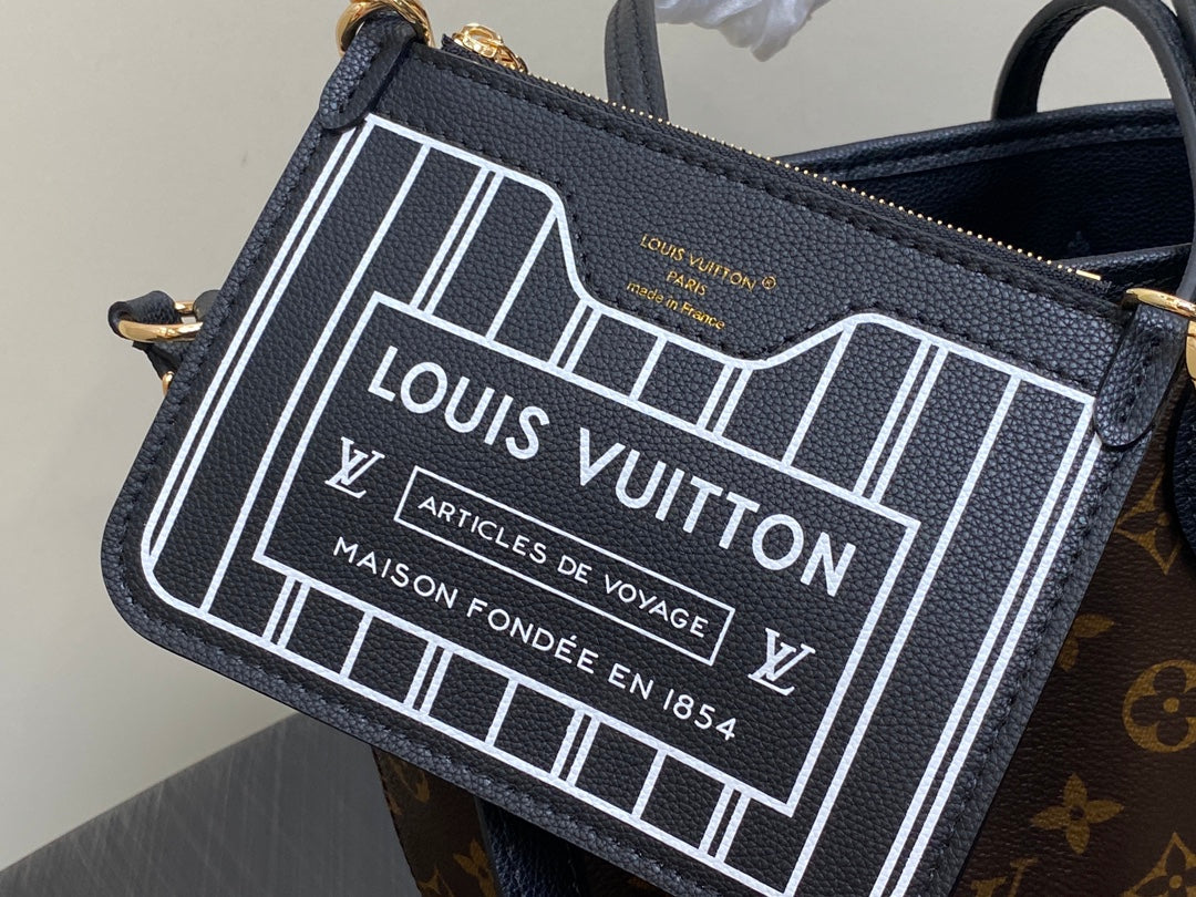 Neverfull 24 Bandoulière Inside Out BB Cuir de veau noir 