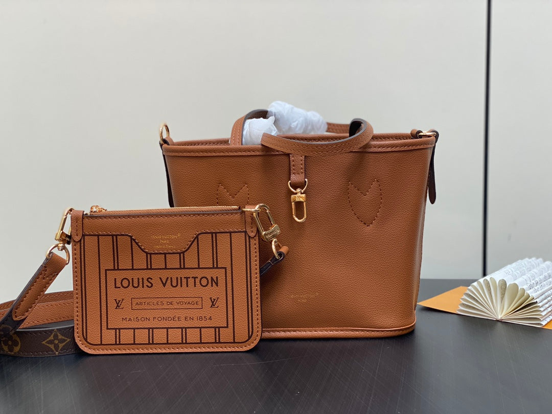 Neverfull 24 Bandoulière Inside Out BB Cuir de veau marron 