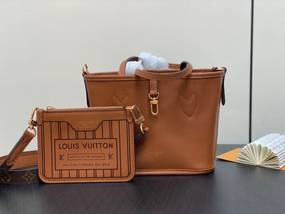 Neverfull 24 Bandoulière Inside Out BB Cuir de veau marron 