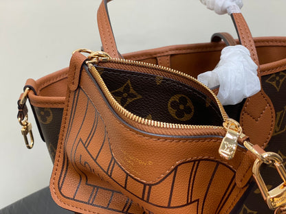 Neverfull 24 Bandoulière Inside Out BB Cuir de veau marron 