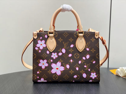 LV x TM OnTheGo PM 25cm Sakura Brown Cherry Blossom Monogram Canvas