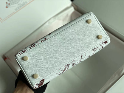 SAC BIRKIN 25 EN CUIR DE VEAU BLANC AVEC AUTOCOLLANT COLORÉ 228763 (FABRIQUÉ SUR COMMANDE)