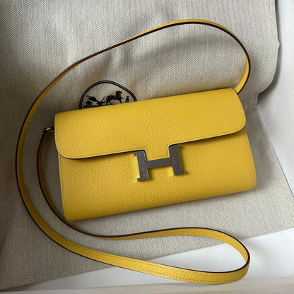 CONSTANCE TO GO 20.5 JAUNE EPSOM ARGENT QUINCAILLERIE 
