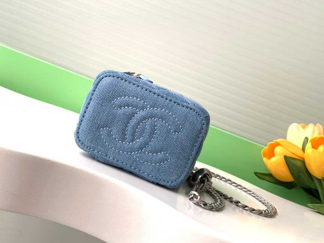 Vanité CC 24 carats 11 cm Bleu Denim Quincaillerie argentée 