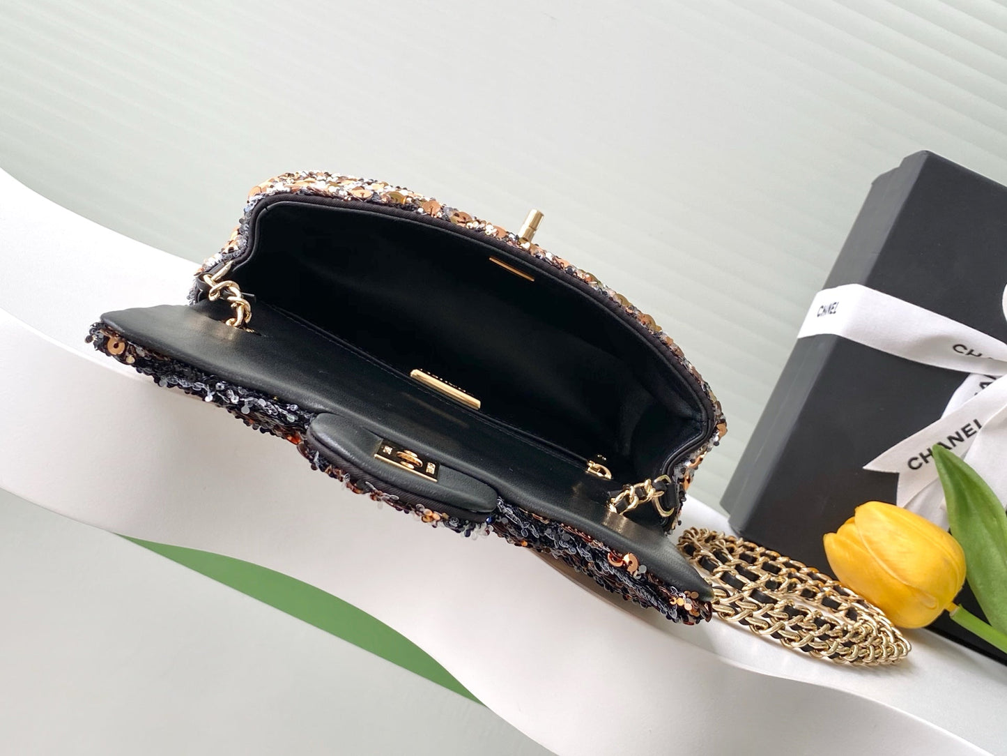 CC 25C Bronze Noir Paillettes Quincaillerie Dorée