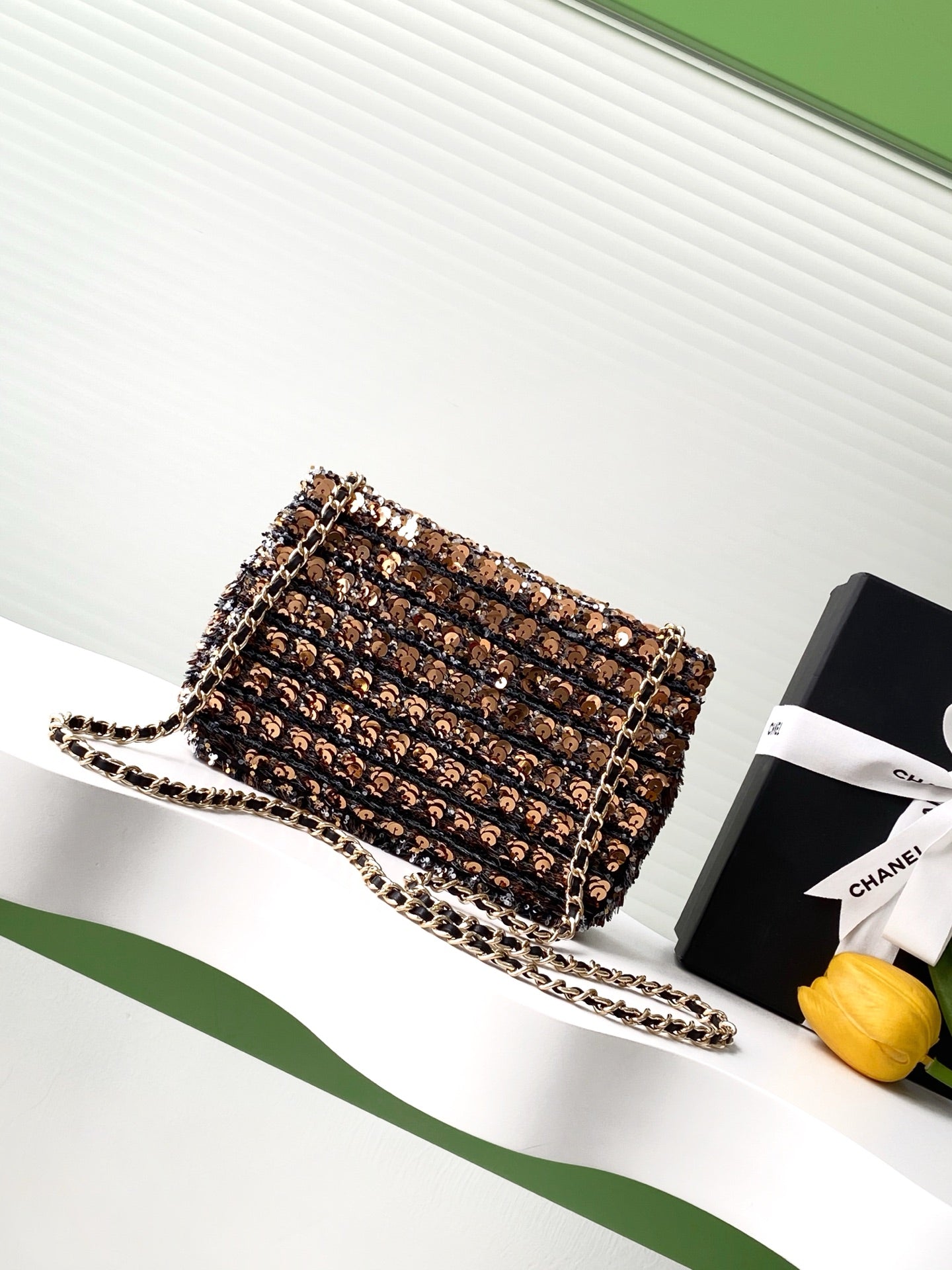 CC 25C Bronze Noir Paillettes Quincaillerie Dorée