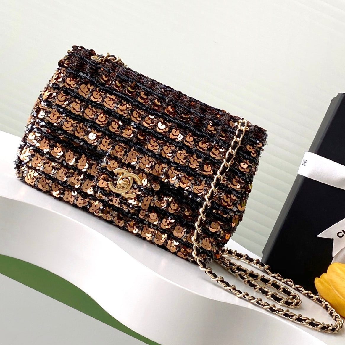 CC 25C Bronze Noir Paillettes Quincaillerie Dorée