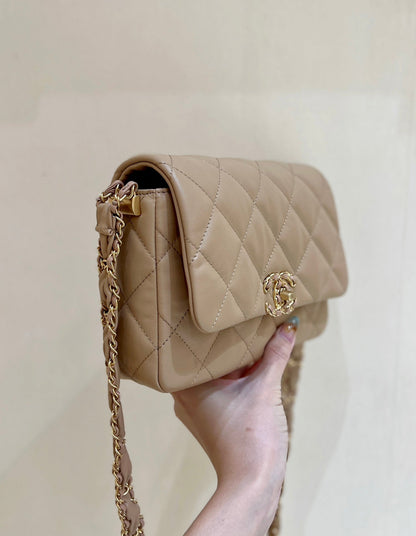 19 SAC À RABAT 20 CUIR DE VEAU BEIGE BODIN QUINCAILLERIE DORÉ 