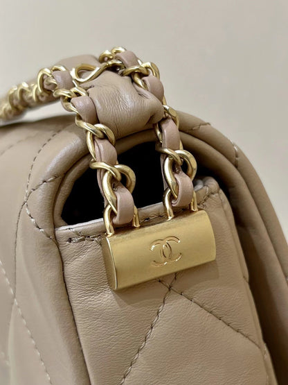 19 SAC À RABAT 20 CUIR DE VEAU BEIGE BODIN QUINCAILLERIE DORÉ 