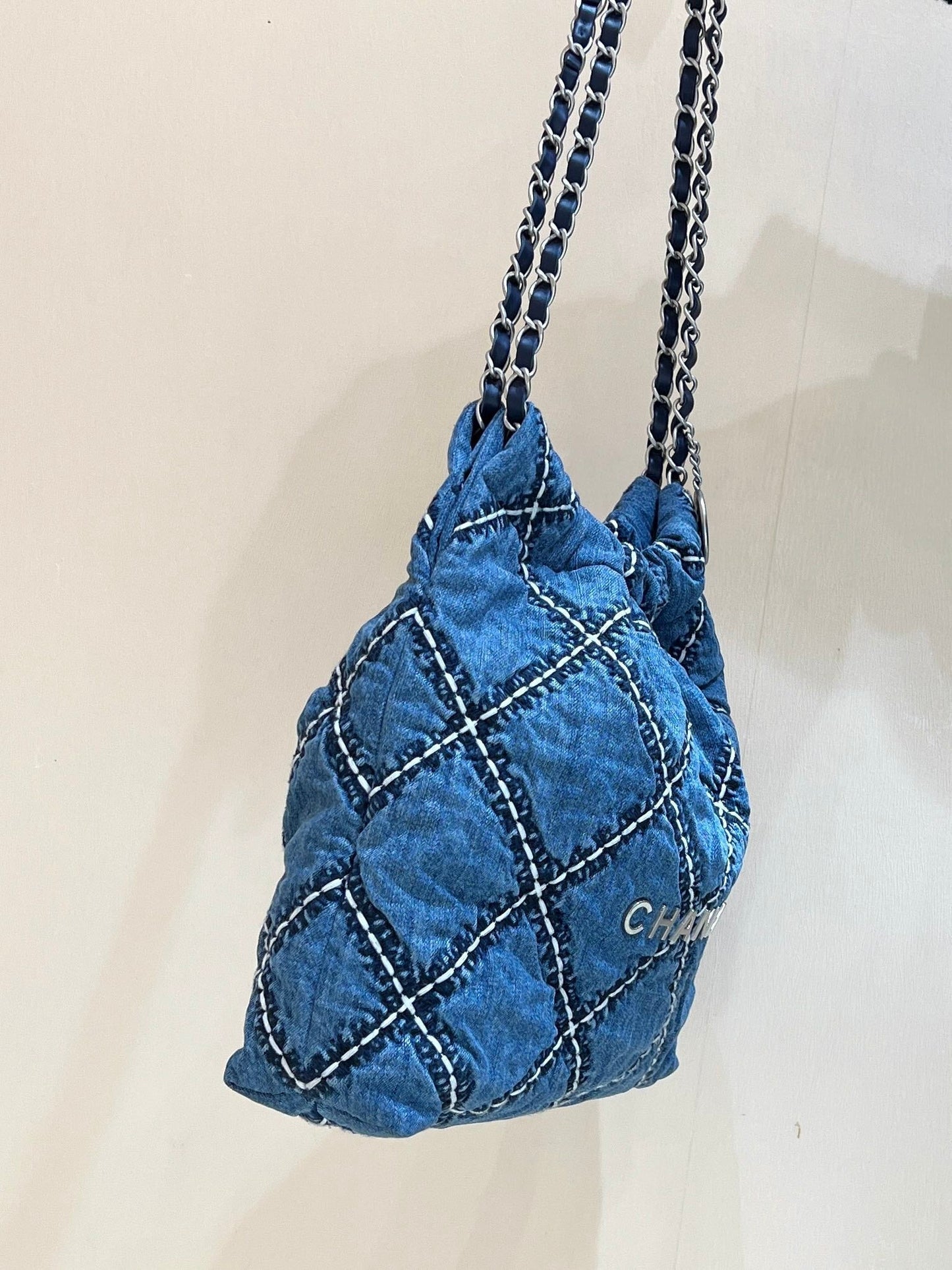 cc 24p denim cousu matériel argenté