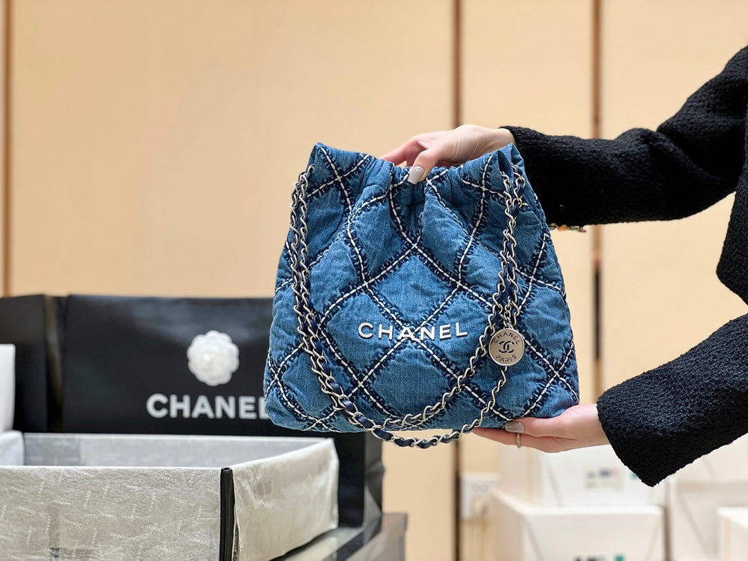 cc 24p denim cousu matériel argenté