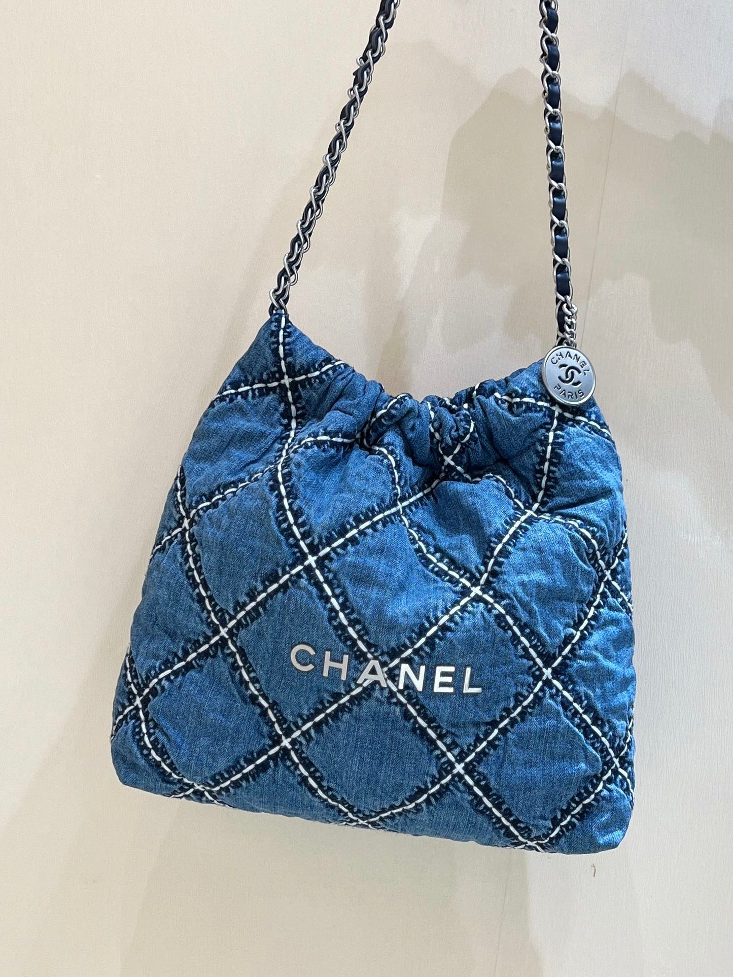 cc 24p denim cousu matériel argenté