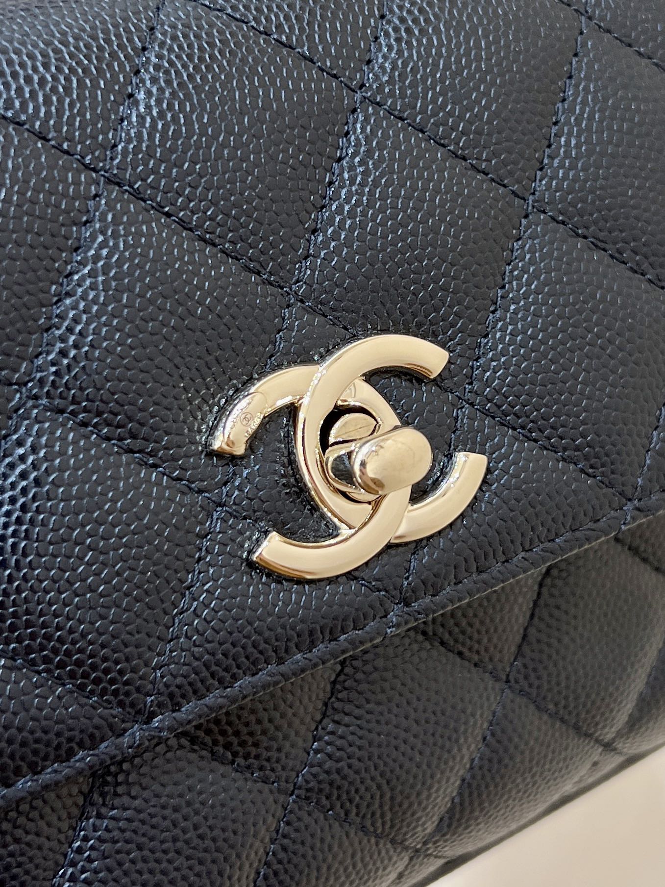 CC 24K ココ ハンレ ナノ 18cm ブラック グレインカーフスキン ゴールド金具